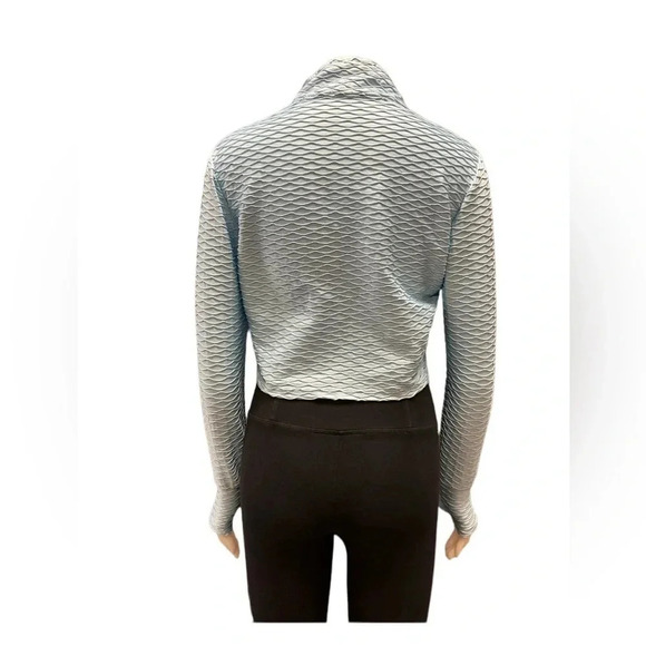 Buffbunny Permafrost 1/2 Zip Crop Textured Long Sleeve  Blue Top Size XL - Picture 4 of 10